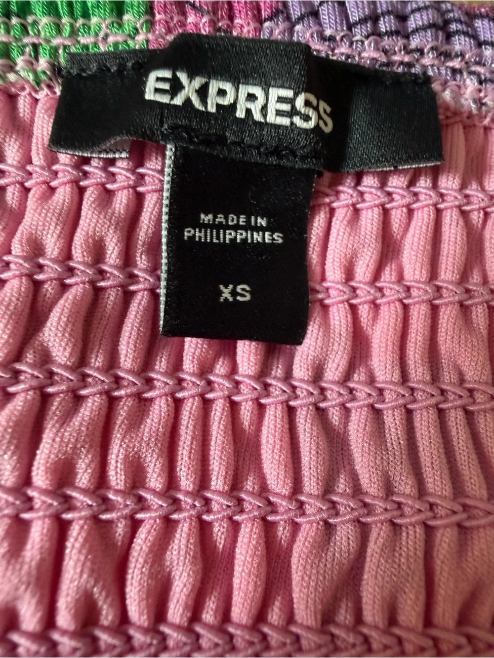 Express Pink Floral Spaghettie Strap Maxi Dress with Purple & Green Print XSmall